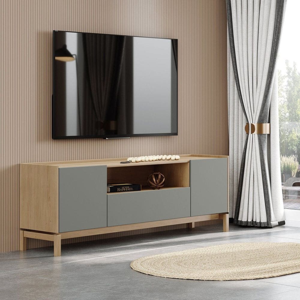 Rack 2 Portas 1 Gaveta Barcelona 60,5x180x40 cm Oak/Ferrolack
