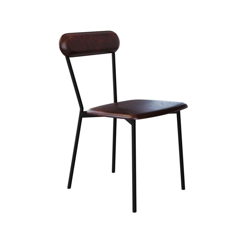 Cadeira Fixa Estofada Vintage Emília Café/Preto