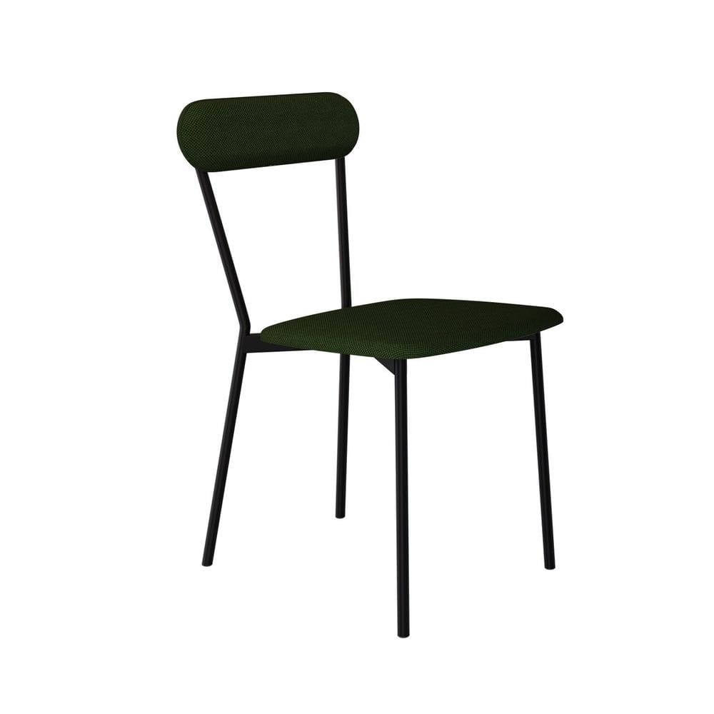 Cadeira Fixa Estofada Vintage Emília Verde Musgo