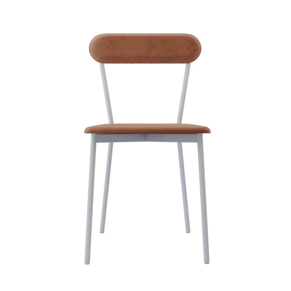 Cadeira Fixa Estofada Vintage Emília com 2 unidades Nude/Branco