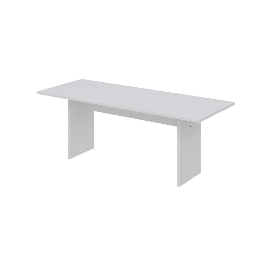 Mesa de Jantar 200x80x74cm 2,5cm com 2 Banco Essence Branco