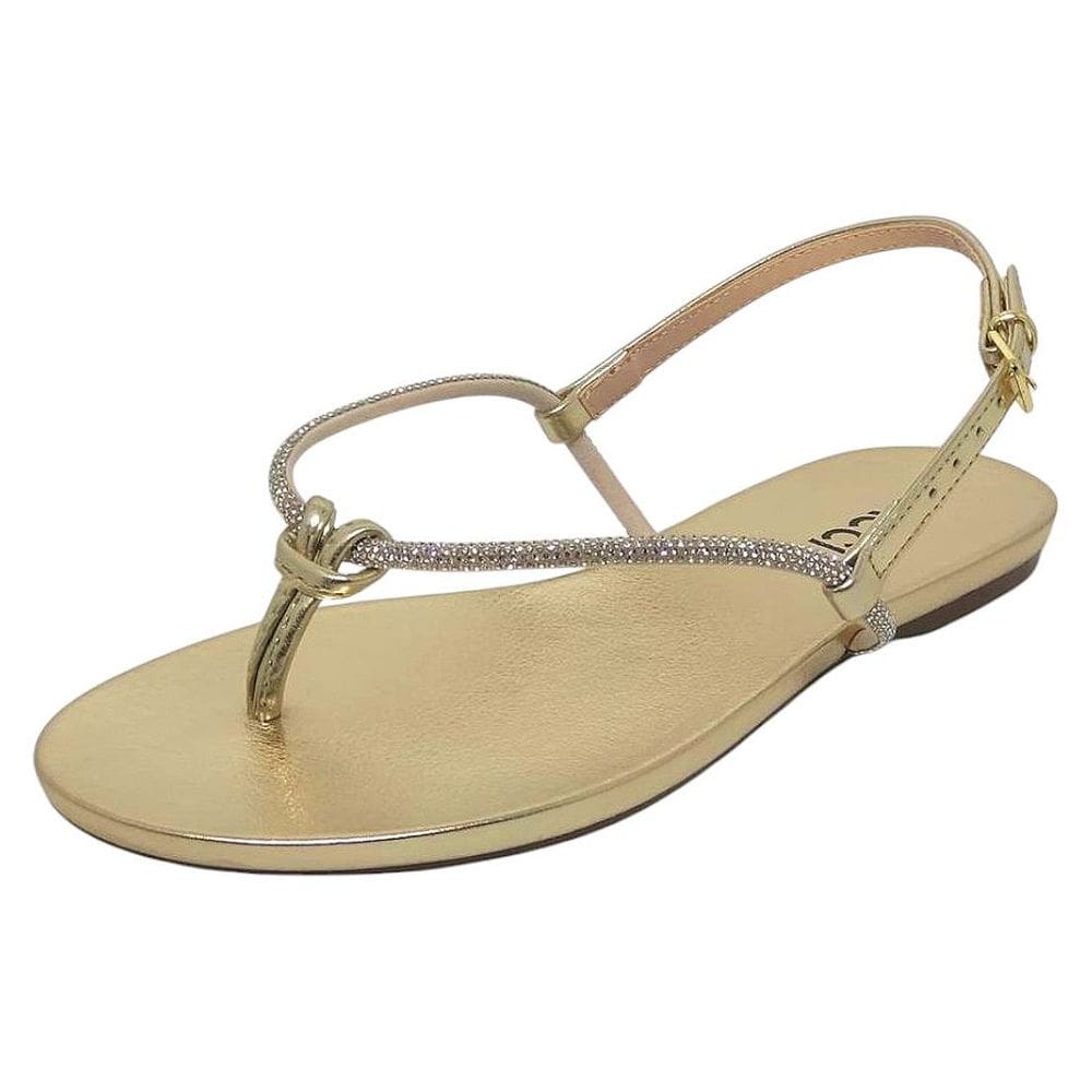 Sandália Feminina Rasteira Moderna Strass Brilhante Cacci