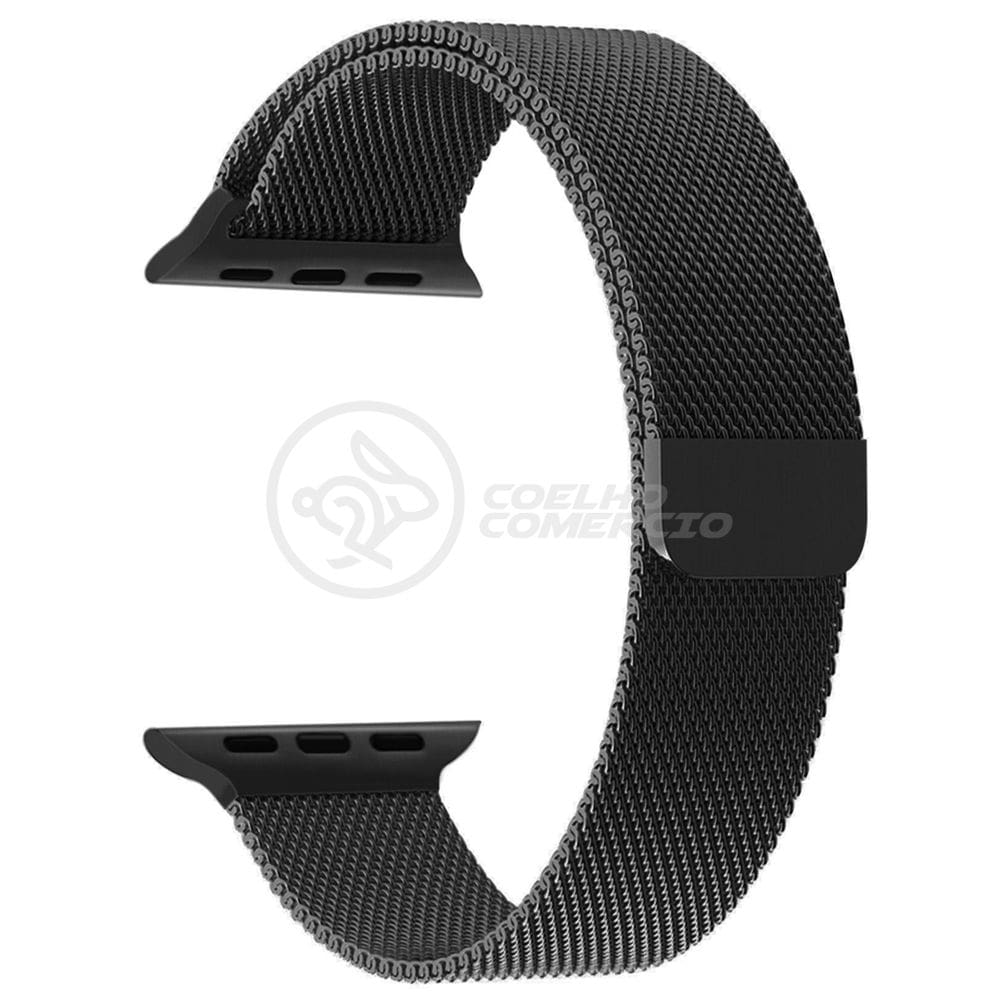 Pulseira Milanese de Aço de Ferro IWO Smartwatch 42mm e 44mm Em Aço Inoxidável - Preto