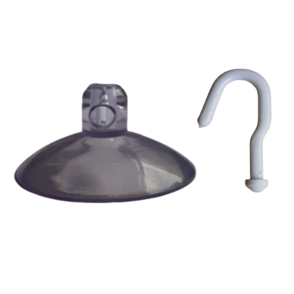 6 Ventosas 4cm Cabeça Redonda PVC P/Superfície Lisa C/Gancho