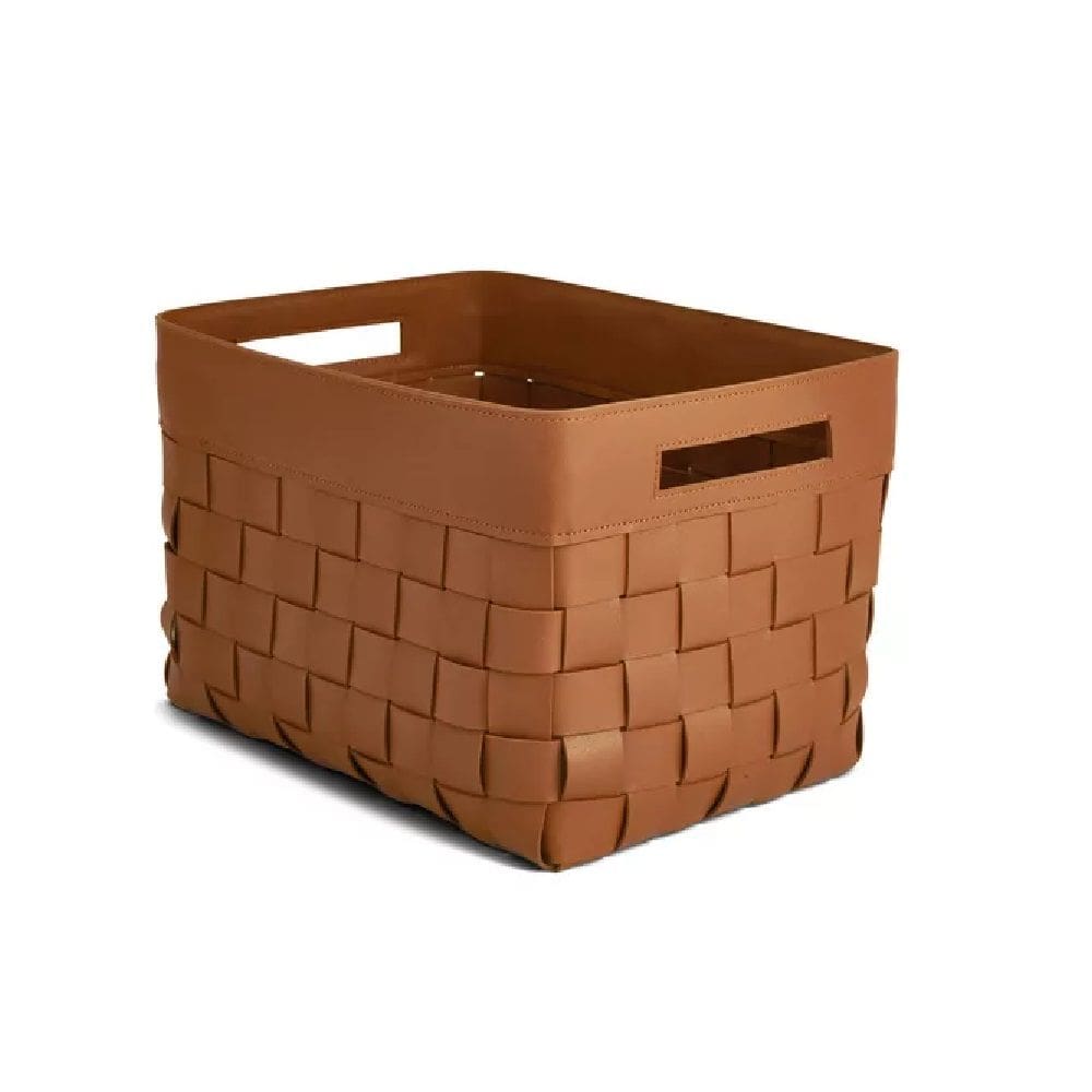 Cesto Em Pu Caramelo Tamanho Grande