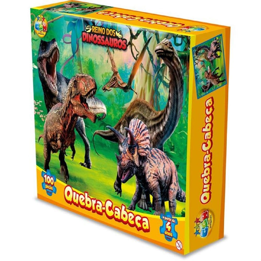 Quebra Cabeça Infantil Cartonado Dinossauros 100 Peças - GGB
