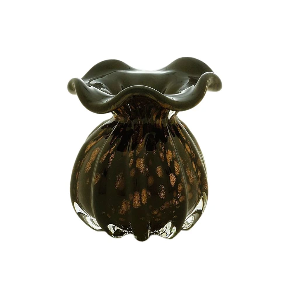 Vaso de Vidro Sodo-Calcico Italy Preto e Rose 10x11