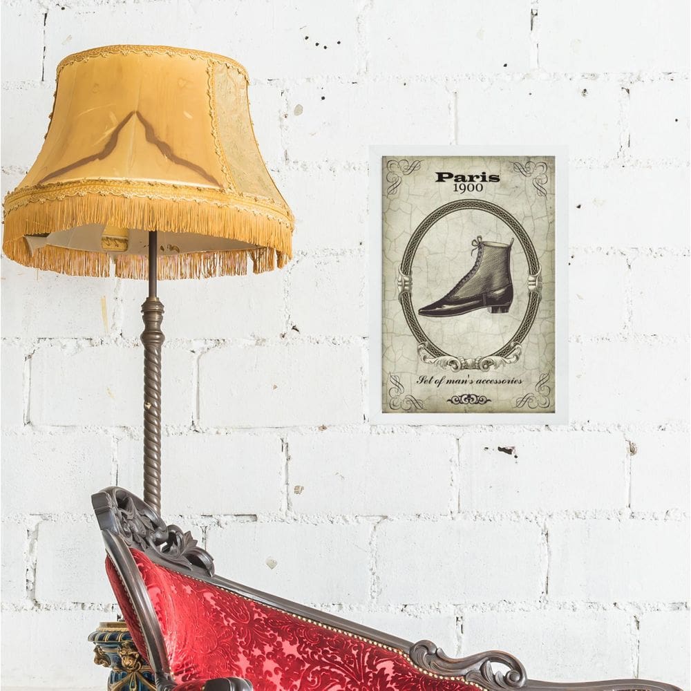 Quadro Vintage Moda Masculina Sapatos 45X34Cm