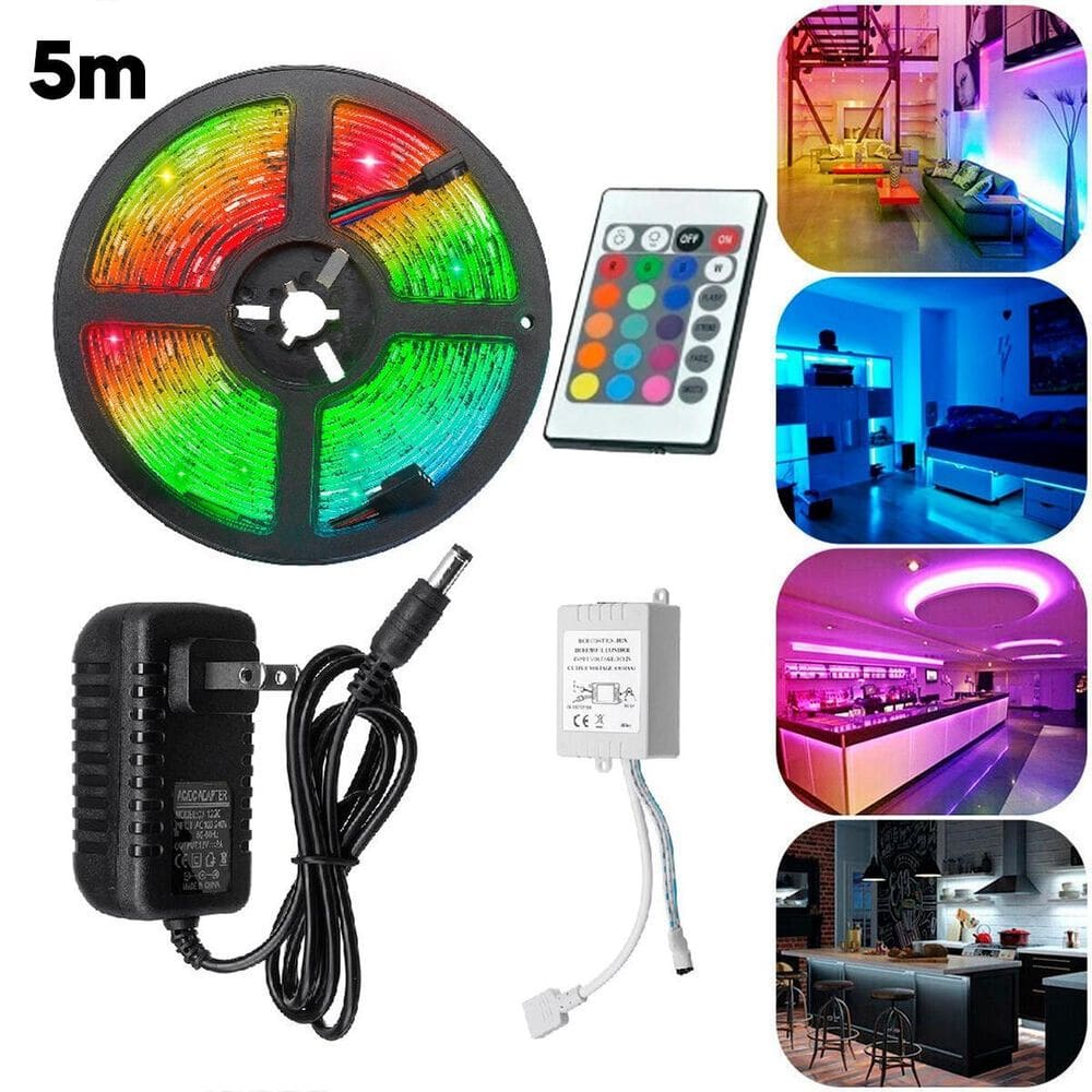 Fita Led Rgb 5M Colorida Digital Iluminação Controle Brilho
