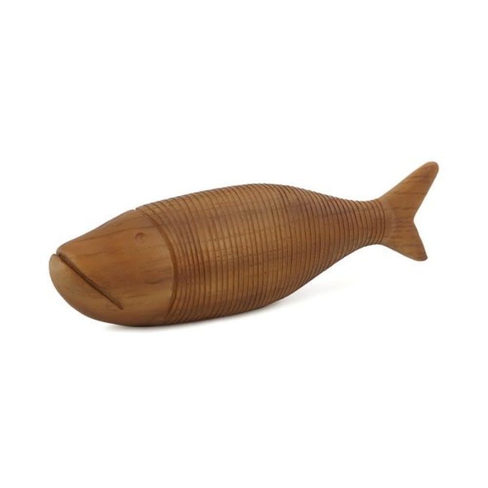 Escultura Decorativa Peixe Sardinha Amadeirado em Poliresina 6x21cm Mart
