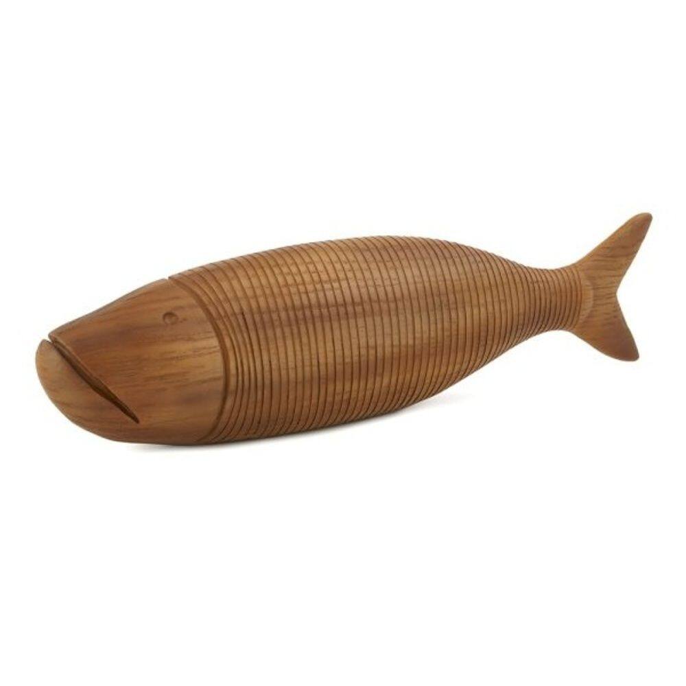 Escultura Decorativa Peixe Sardinha Amadeirado em Poliresina 8x33cm Mart