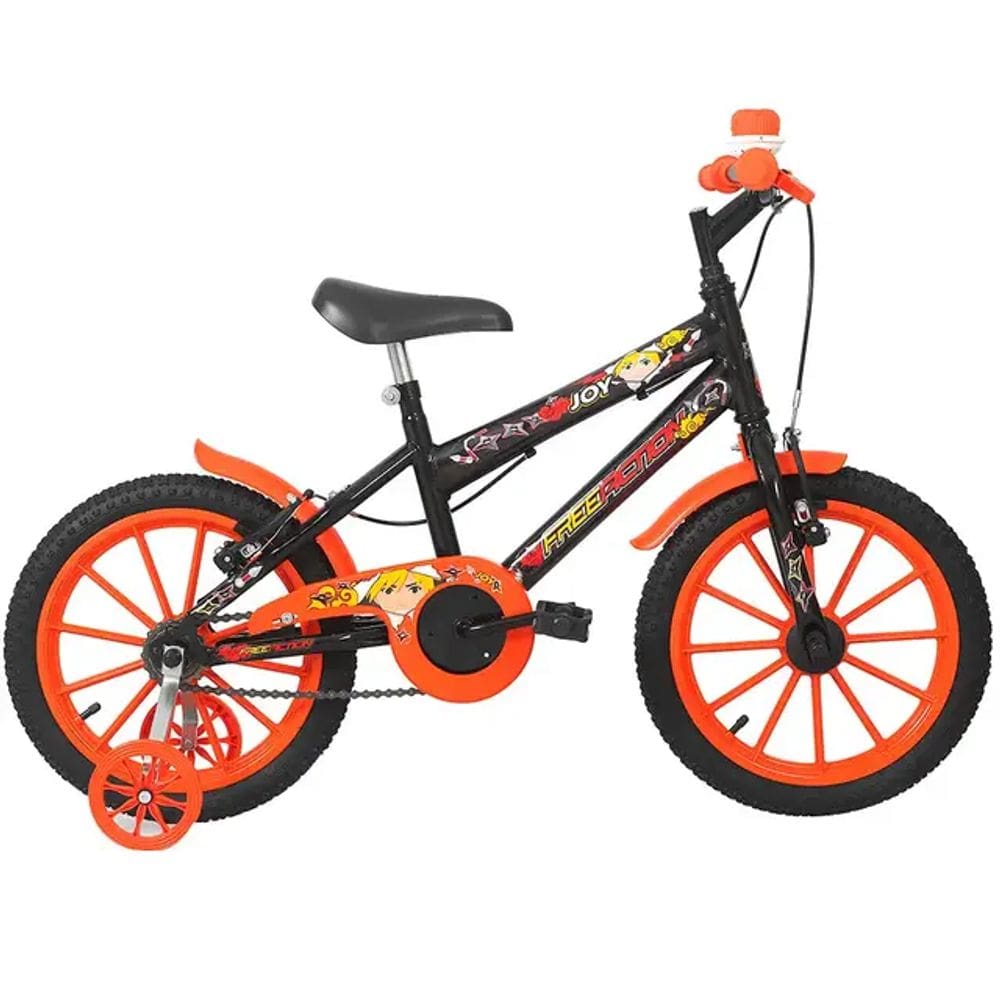 Bicicleta Infantil Free Action Aro 16 V-brake Kiss Com Cesta e Rodinhas