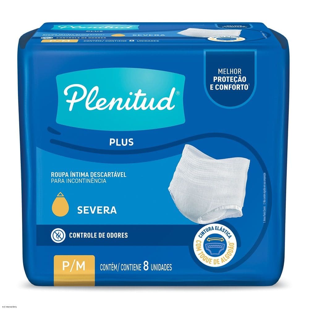 Roupa Íntima Plenitud Protect Plus Unissex Tamanho P/M 8 Unidades