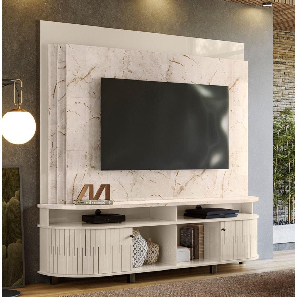 Estante Home Theater Daytona para TV até 65 Polegadas Calacata Off White Madetec