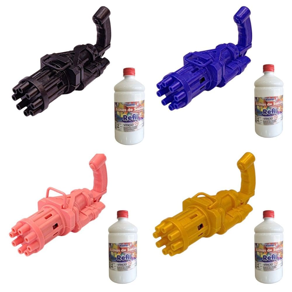 Brinquedo Lançador Turbo Bolhas de Sabão Infantil com Refil Líquido 1L Brasilflex