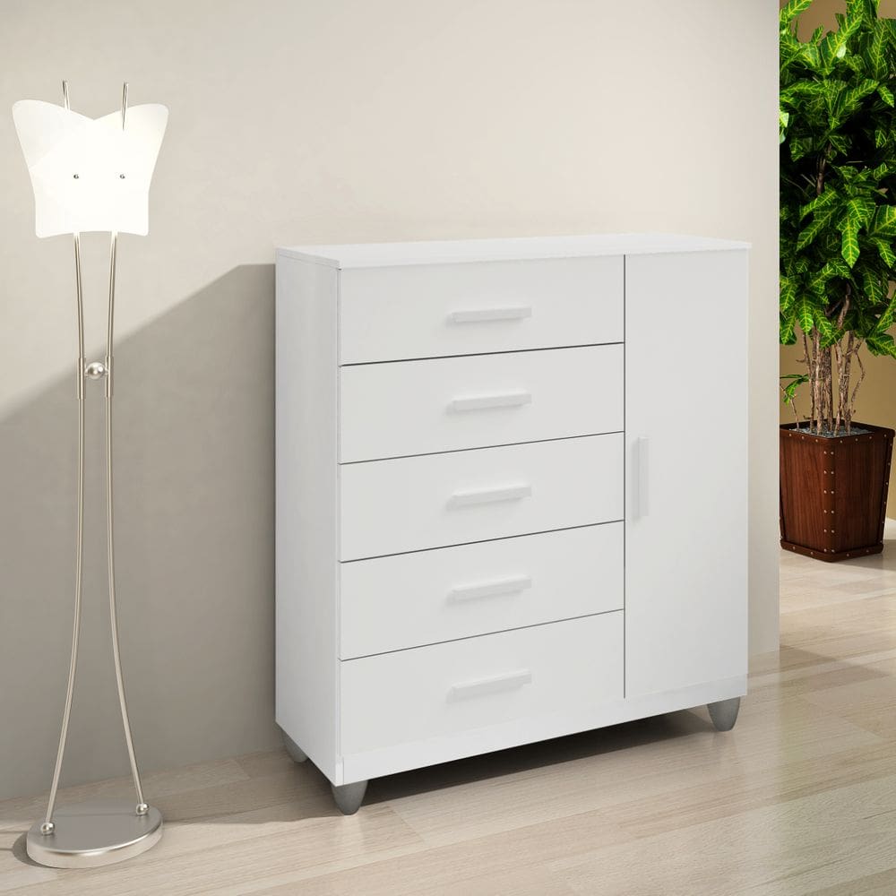 Cômoda Sapateira Gaveteiro Multiuso 1 Porta 5 Gavetas