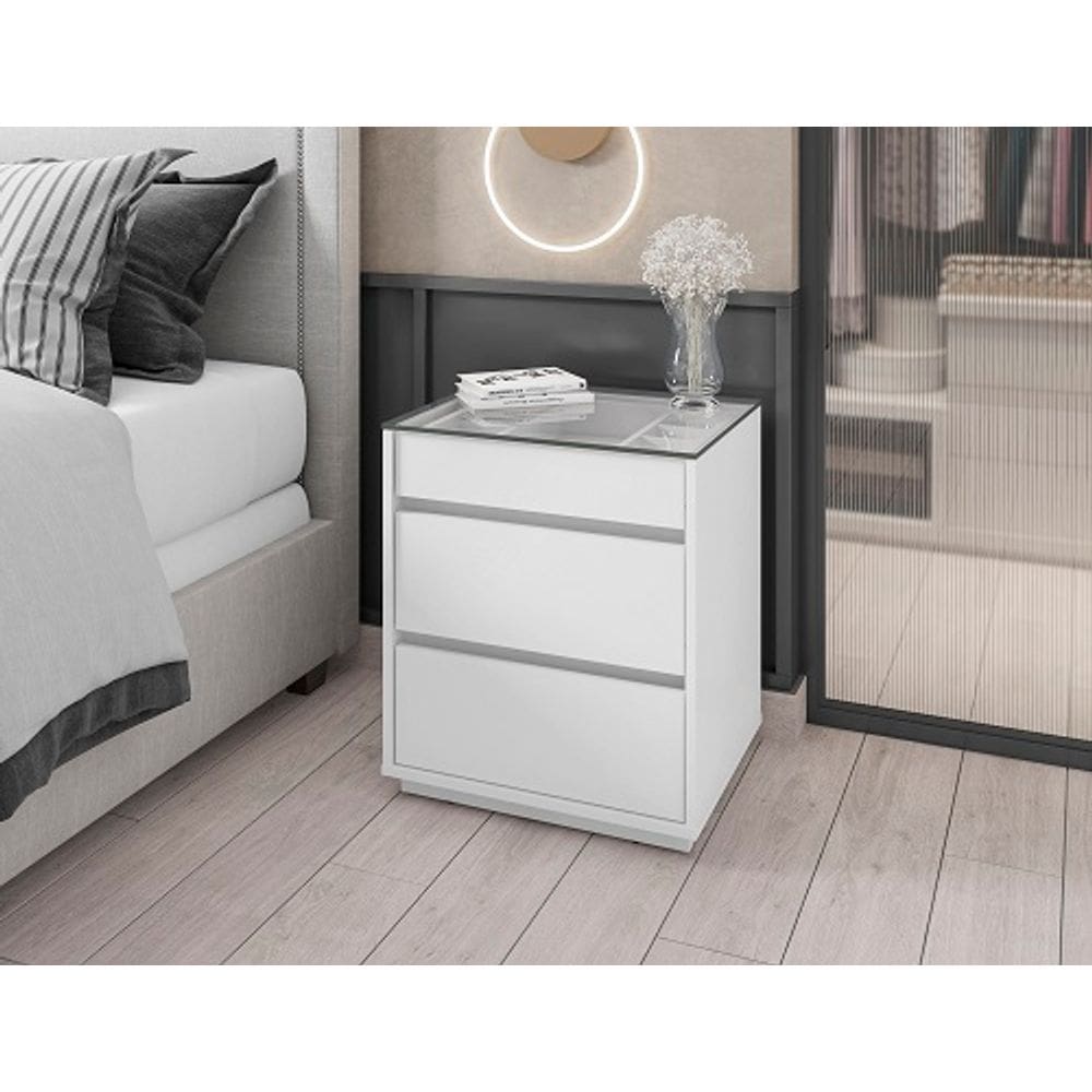 Mesa De Cabeceira Belize Branco - Casa D Móveis