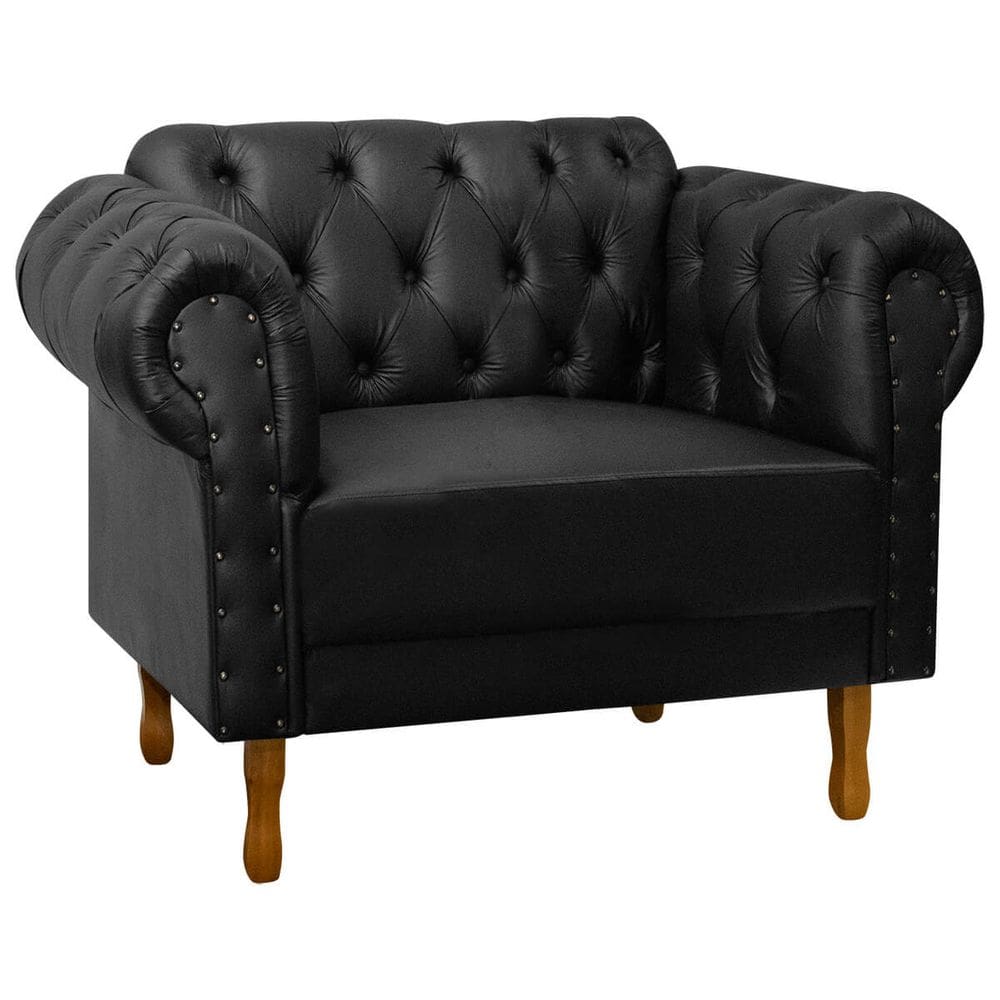 Poltrona Decorativa Chesterfield para Consultório e Recepção Couro Sintético - SOFA STORE