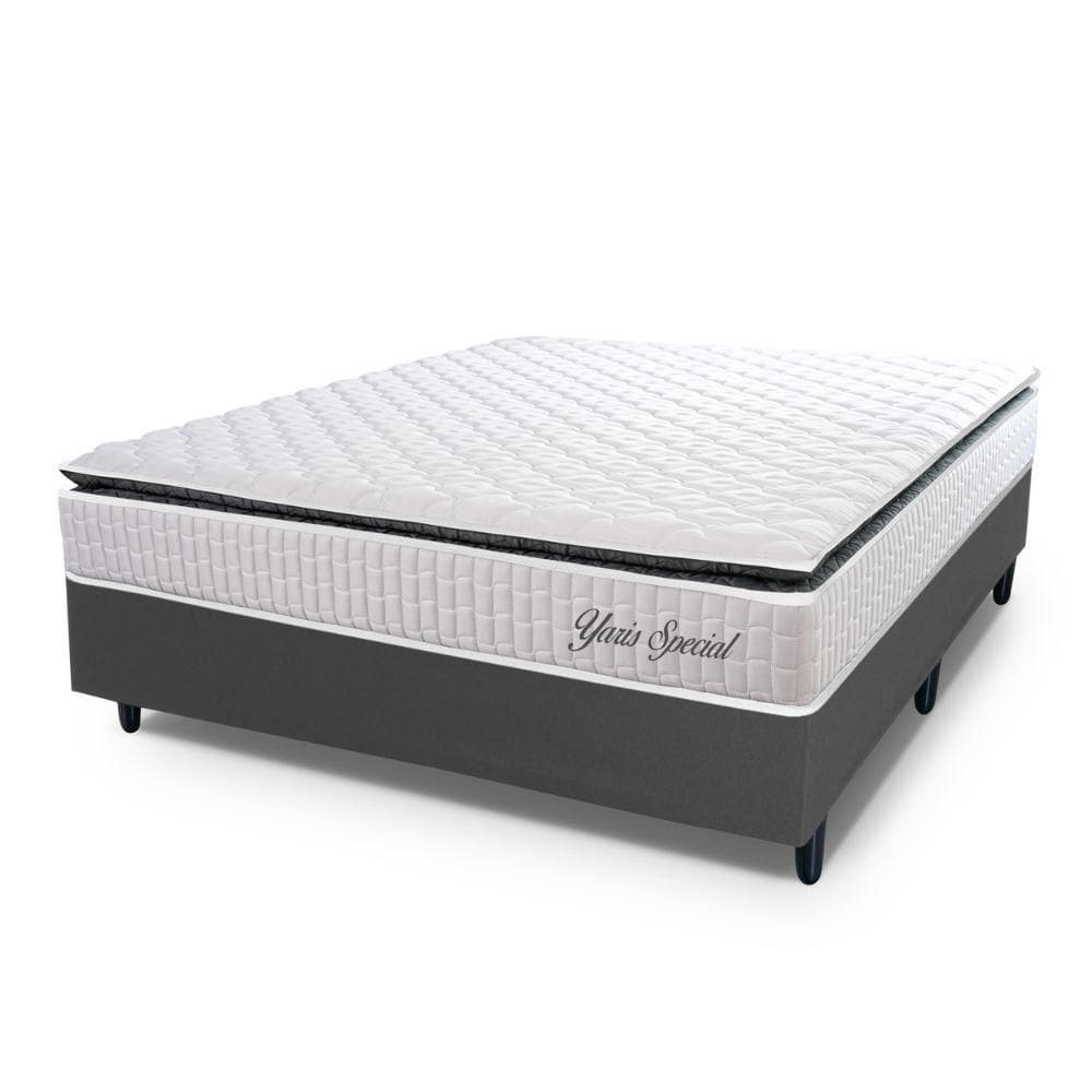 Conjunto Box Casal Hellen Colchão Com Molas Ensacadas Yaris Branco