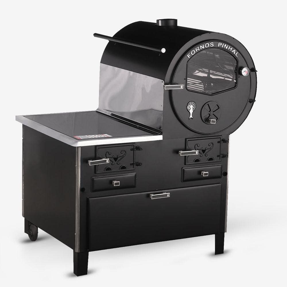 Forno Acoplado Prime Preto Com Caixa Chapa Vitro Na Esq N1