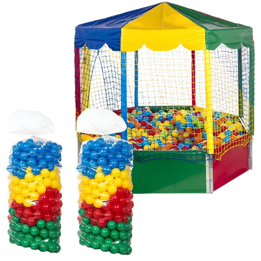 Kit Playground Piscina de Bolinhas Oitavada Picadeiro 2,00m Premium com 1000 Bolinhas Coloridas