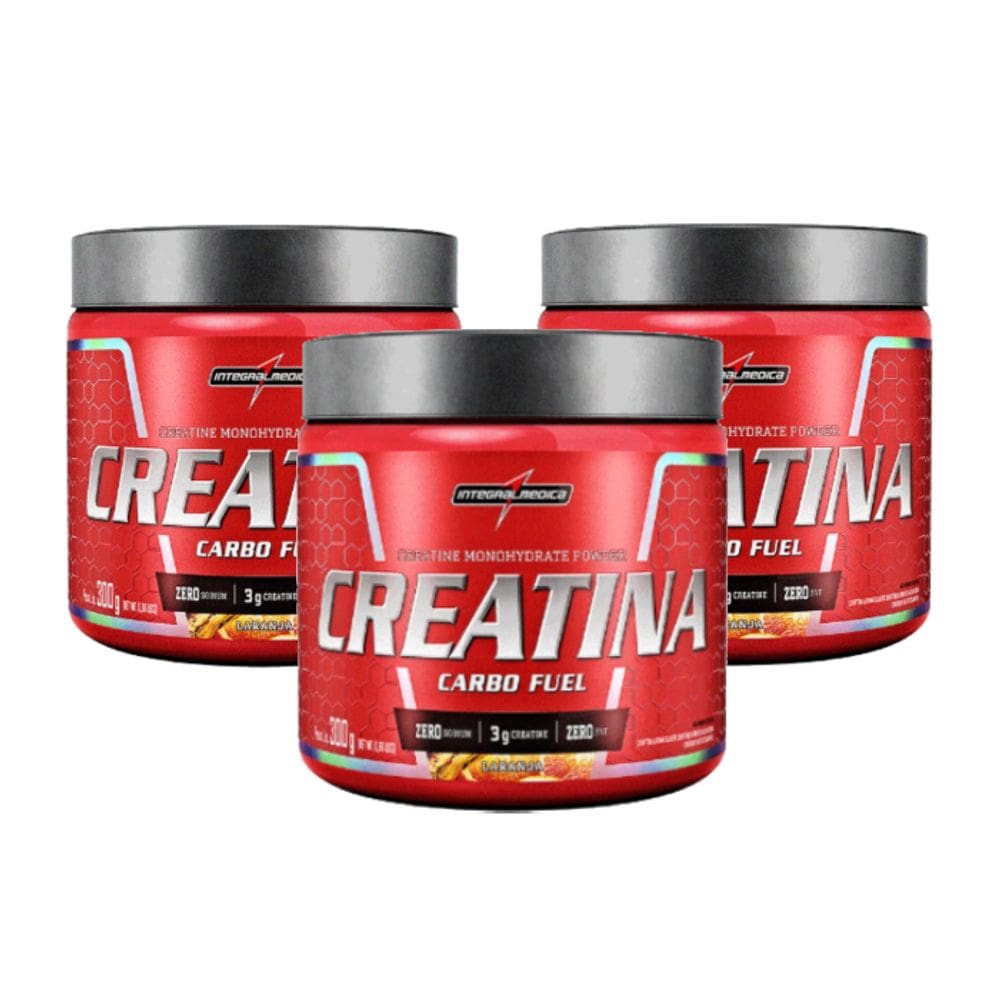 Kit Creatina Carbo Fuel (300g) Integralmedica Laranja - 3 Unidades