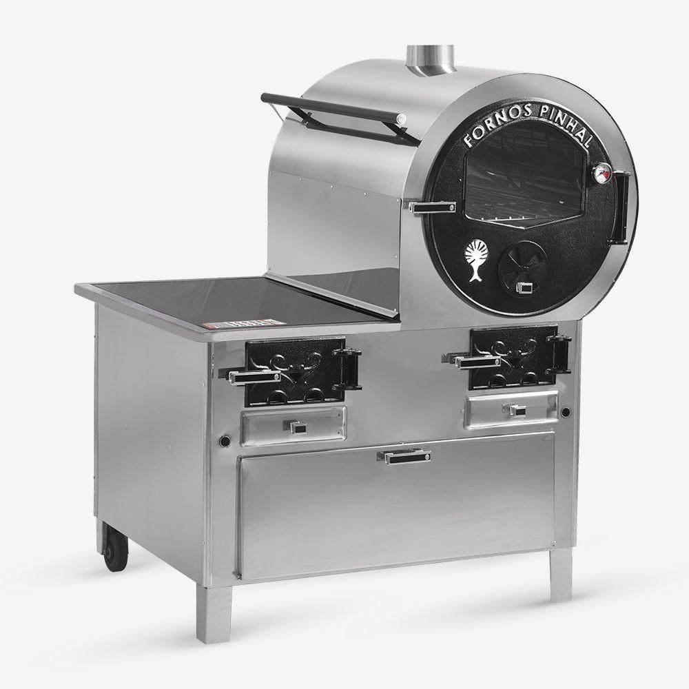Forno Acoplado Prime Inox Com Caixa Chapa Vitro Na Esq
