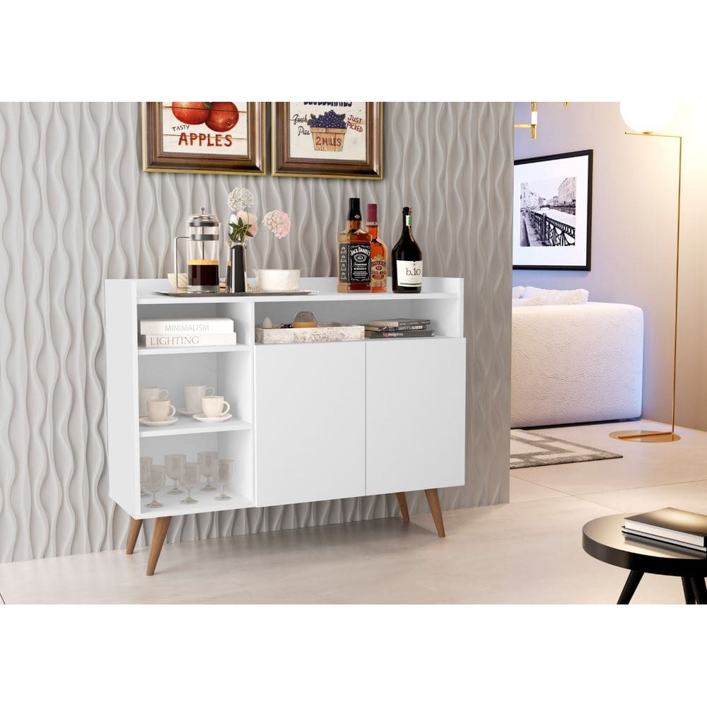 Aparador Balcão Buffet Celta Retro 2 Portas Branco - Rede Móveis