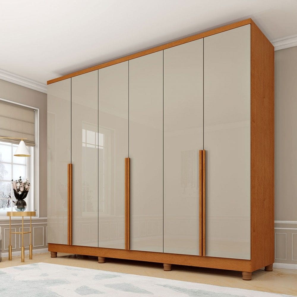 Guarda-Roupa Casal Cataguases 6 Portas 4 Gavetas 31399 Cinamomo/Off White - Tcil Móveis