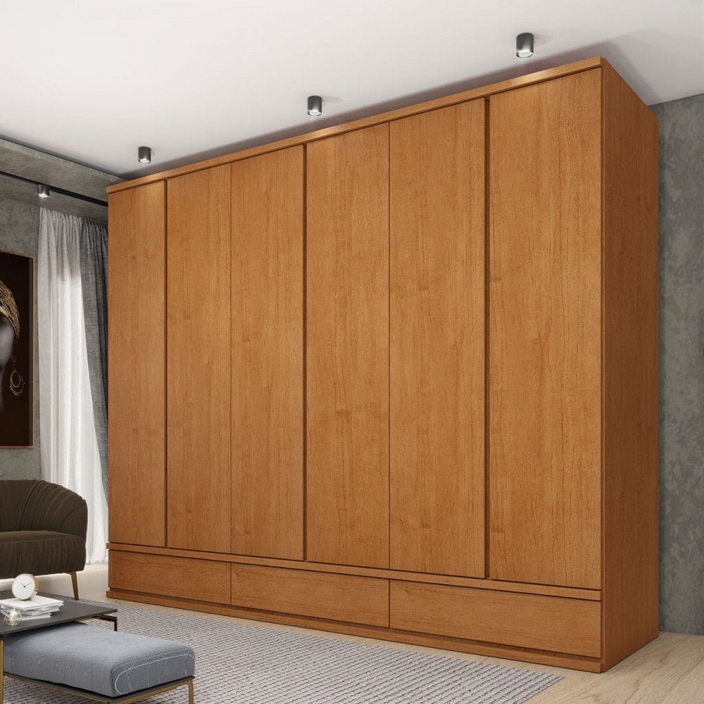 Guarda-Roupa Casal Esparta 6 Portas 9 Gavetas Cinamomo - Tcil Móveis
