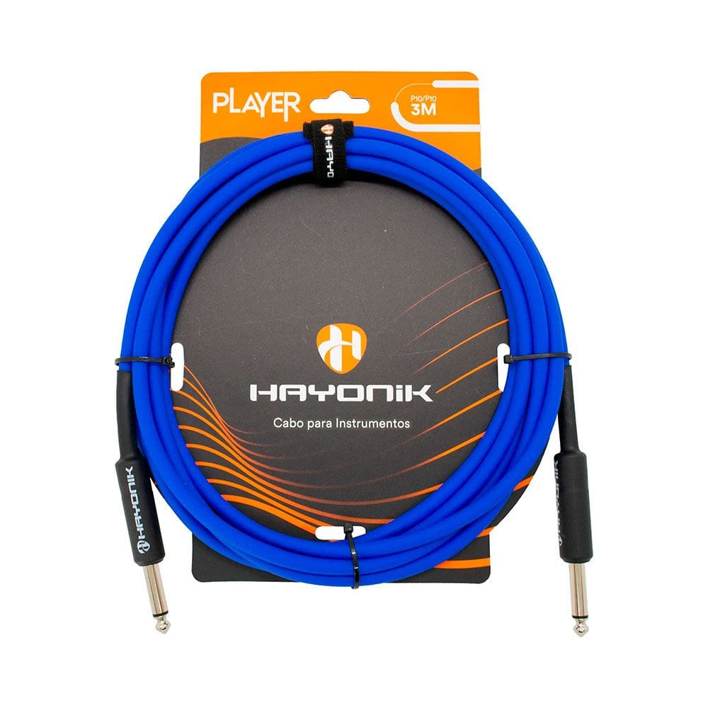 Cabo P/ Instrumentos Hayonik Player P10 x P10 Azul 3 Metros - CB0541