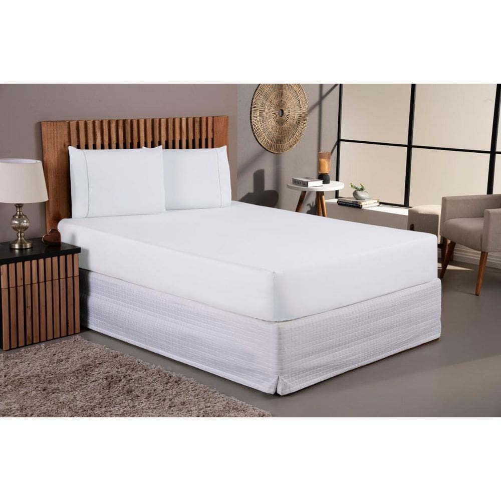Jogo De Lençol Cama Solteiro 400 Fios 2 Peças Fronha Ponto Palito Aveludado Branco