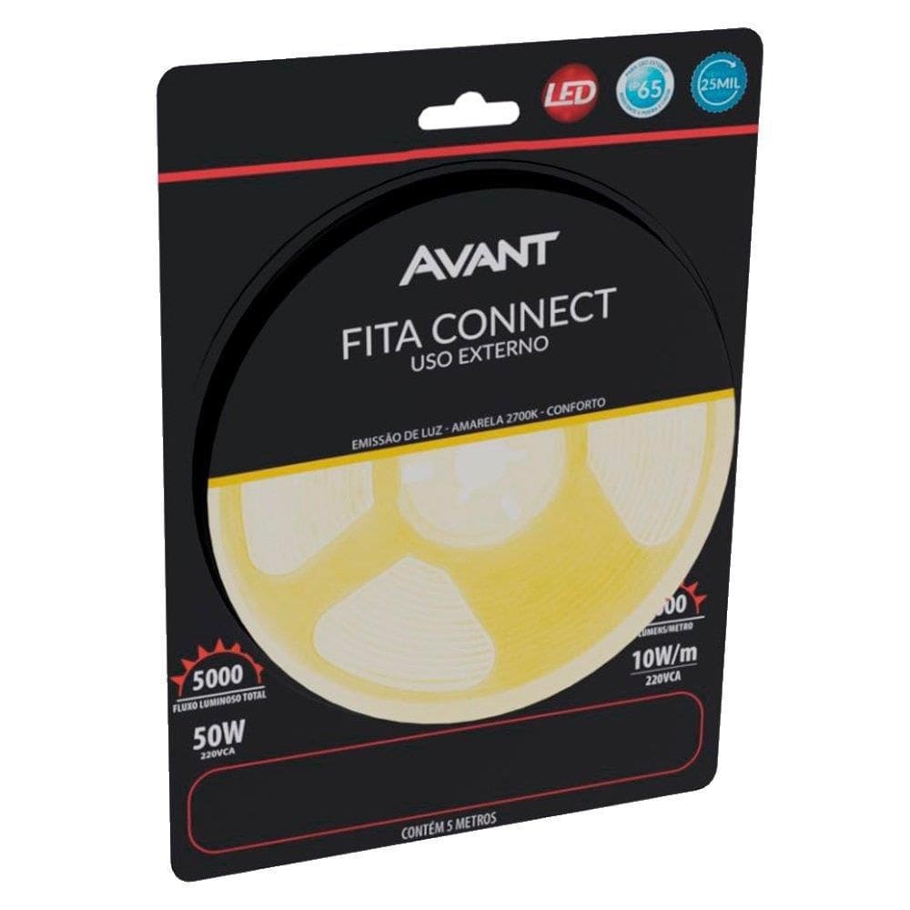 Fita Led Avant Connect Externo IP65 Amarela 2,7k 10W/M 5m 220V