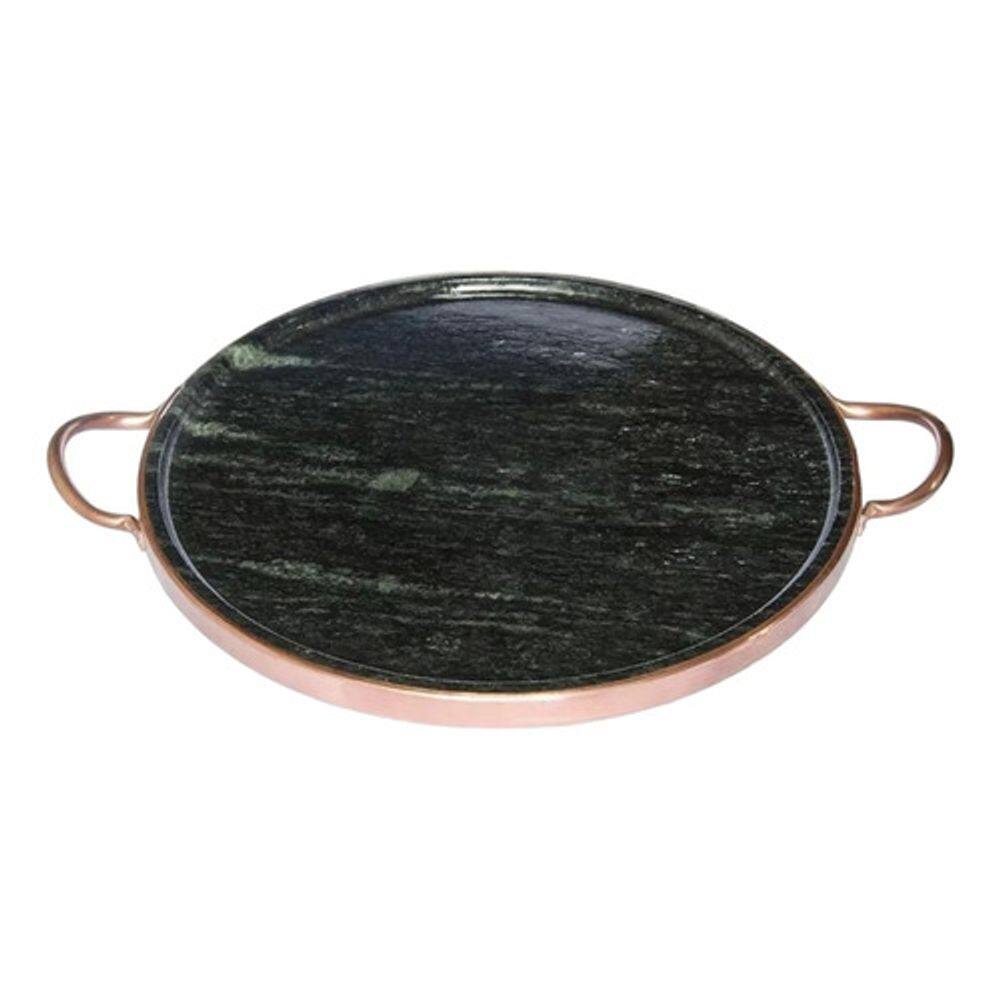 Forma de Pedra Sabão para pizza 22 cm alças de cobre curada