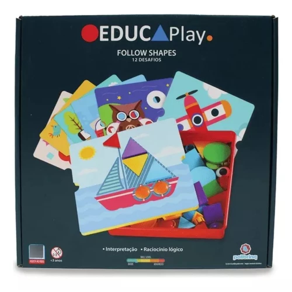 Brinquedo Follow Shapes 12 Desenhos + 24 Formas - Polibrinq