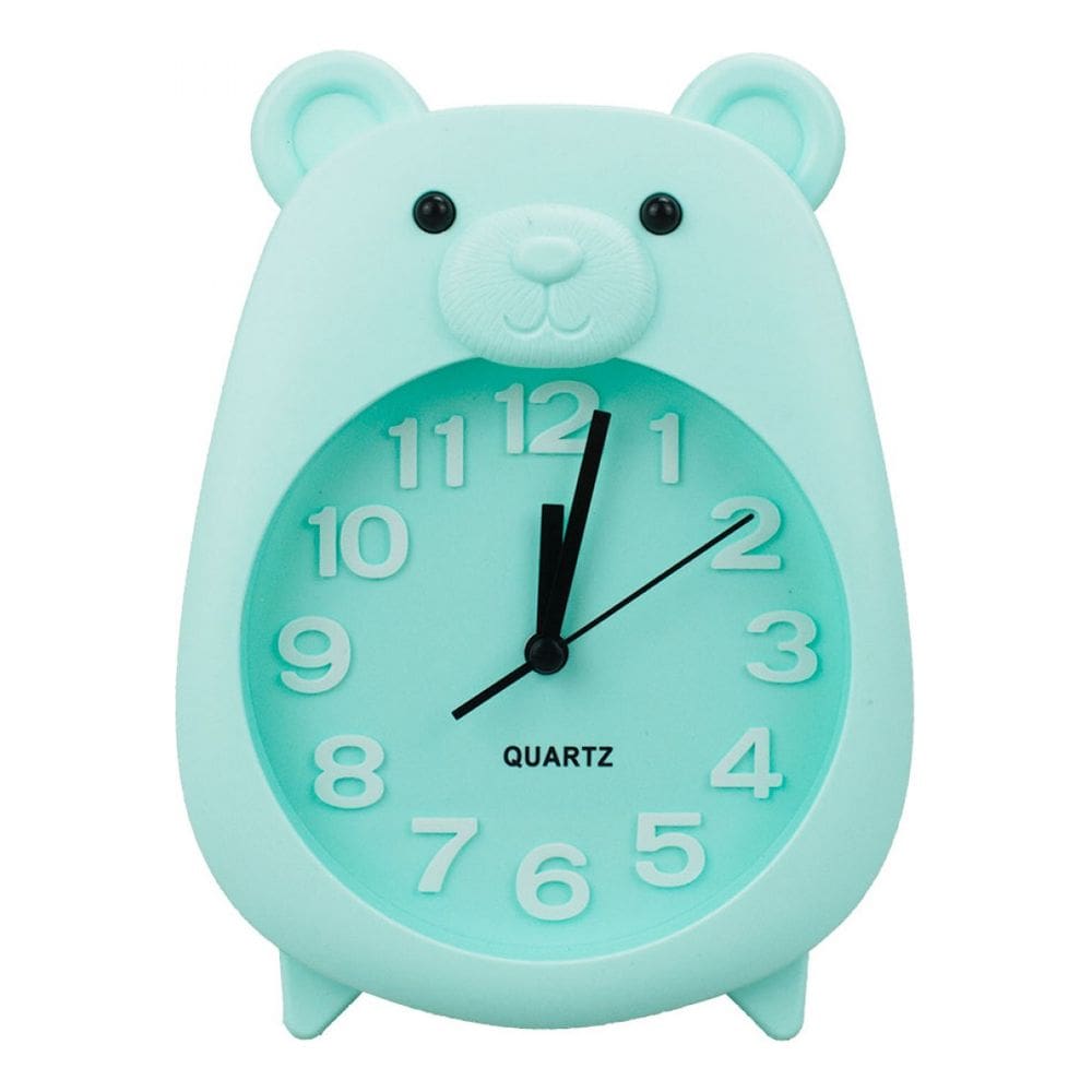 Relógio Despertador Quarto Infantil Menino Urso Verde - 18cm
