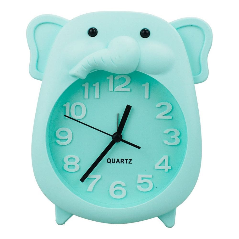 Relógio Despertador Quarto Infantil Menino Elefante Verde - 18cm