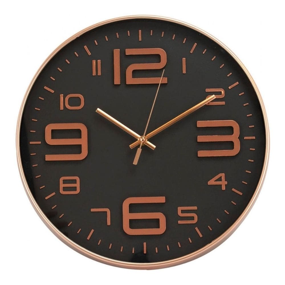 Relógio De Parede Grande Moderno Rosê Preto 34cm