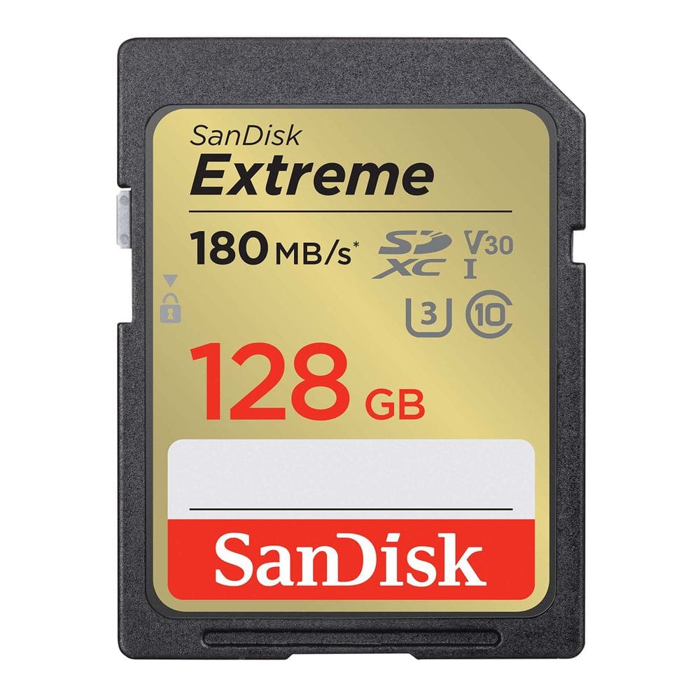 Cartão de memória SanDisk 128GB Extreme SDXC UHS-I C10, U3, V30 4K