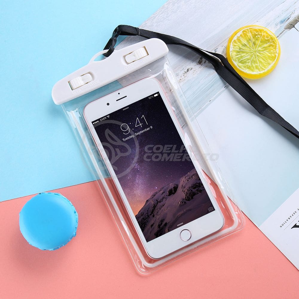 Capa Bolsa A Prova Dágua Impermeável Universal Para Celular - Branco
