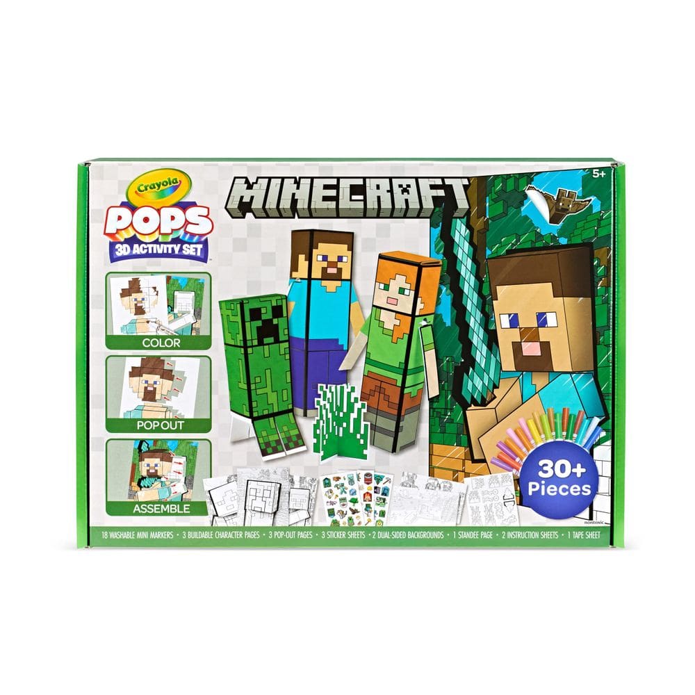 Conjunto de arte Crayola Minecraft POPs 3D com livro para colorir de 6 anos ou mais