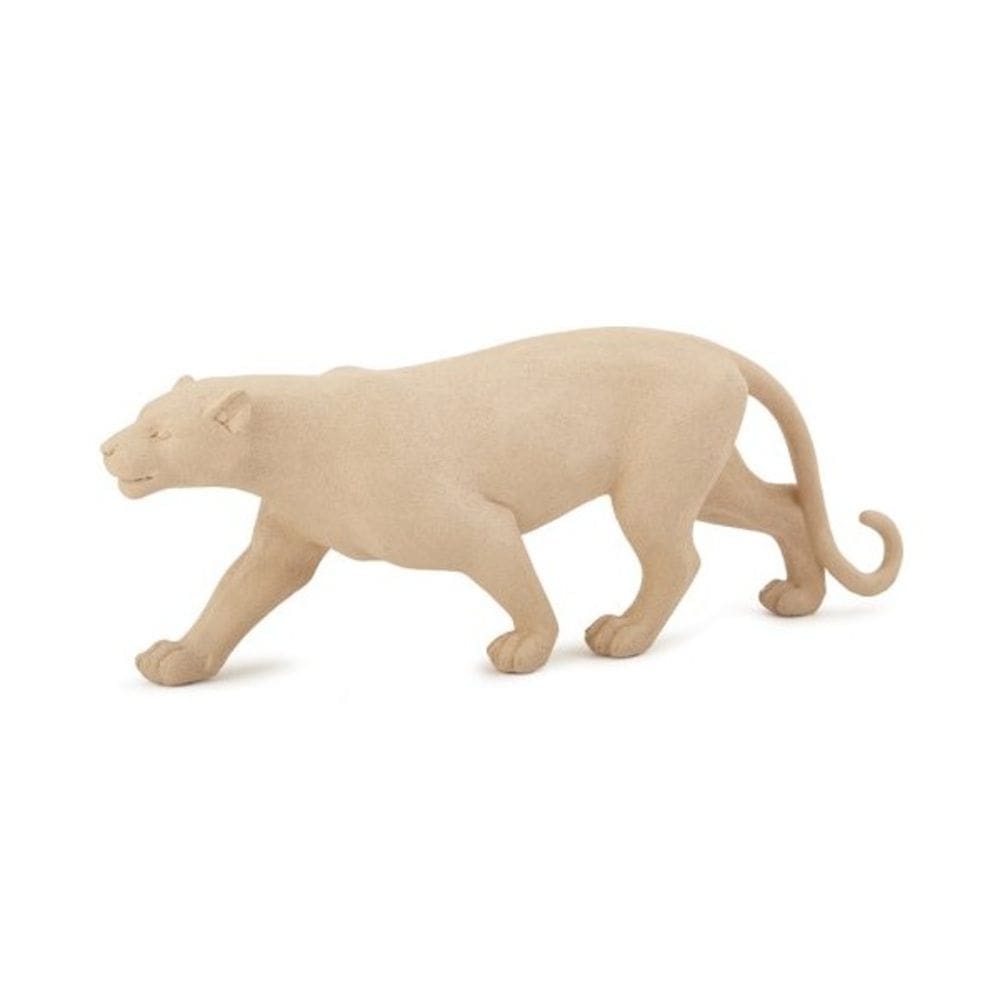 Escultura Decorativa Leopardo Bege em Poliresina 12,5x36cm Mart