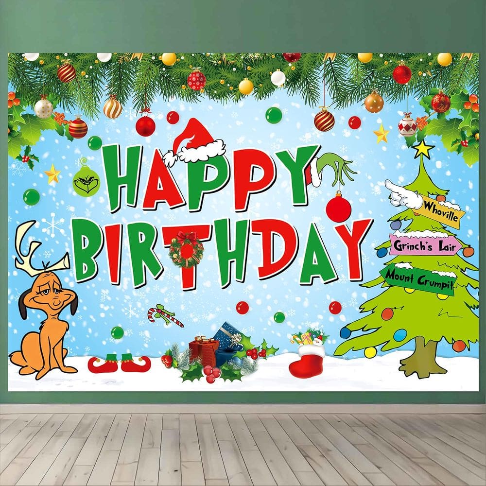 Pano de fundo DIZHI Happy Birthday Party Green, fotografia de 7 x 5 pés
