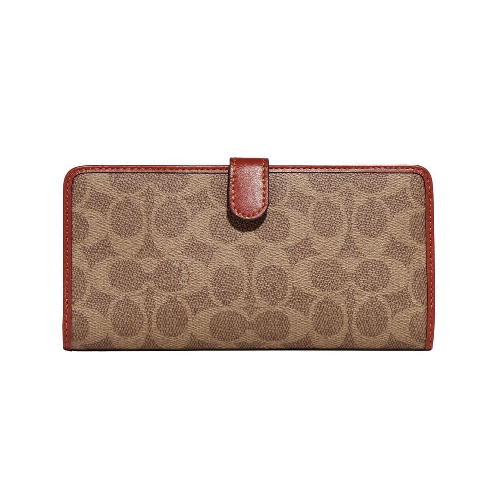 Wallet Coach Essential Slim em lona revestida de bronzeado/ferrugem
