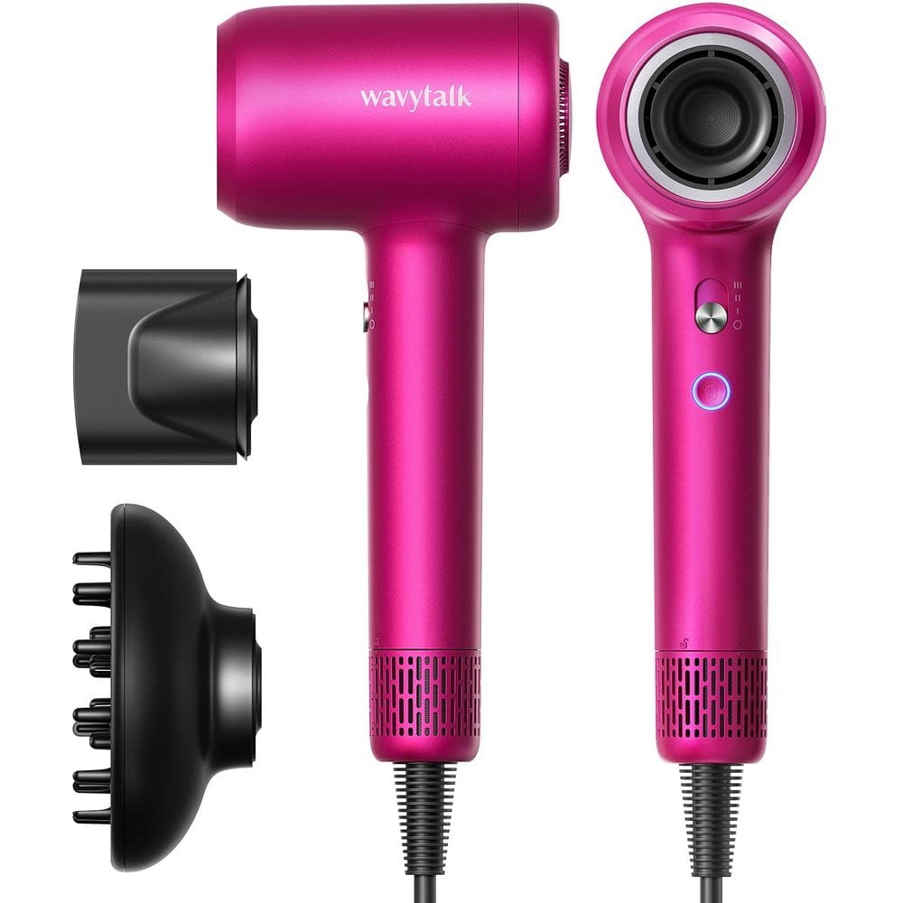 Secador de cabelo Wavytalk Turblow Pro de secagem rápida com difusor rosa