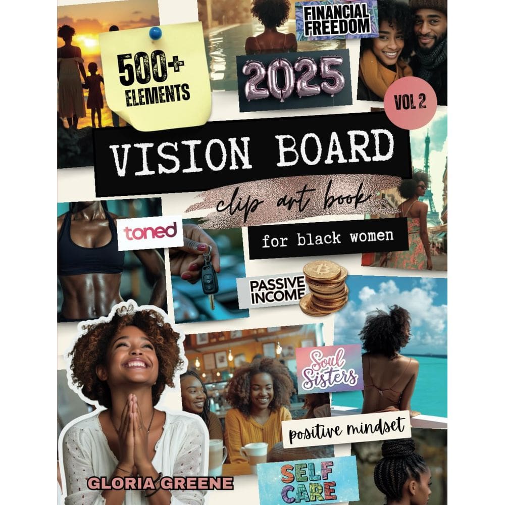 Livro de clip-arts Vision Board Vol 2 para mulheres negras (2025)