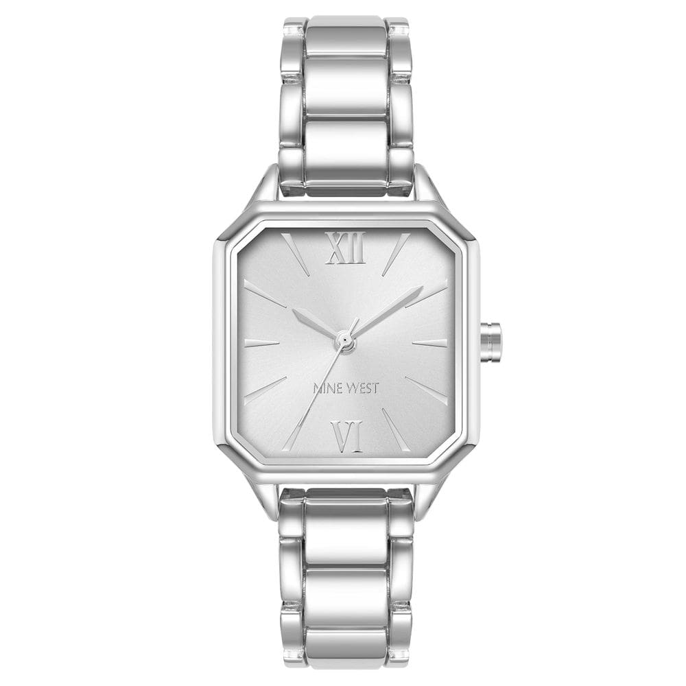 Relógio com pulseira feminina Nine West em tom prateado com mostrador Sunray