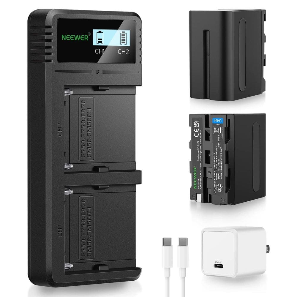 Conjunto de baterias Neewer 10050mAh NP-F970 com carregador rápido PD de 20W