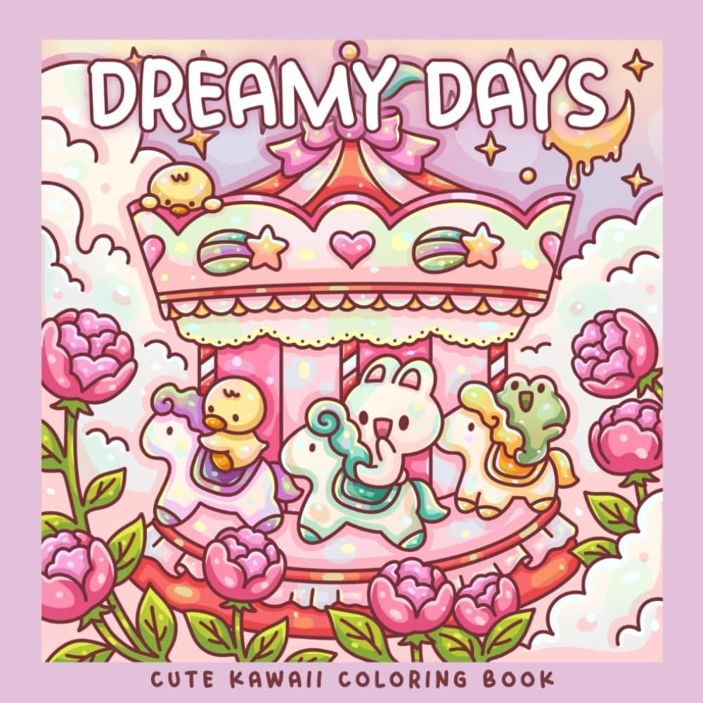 Livro de colorir Dreamy Days Kawaii Whimsical Scenes 30 páginas