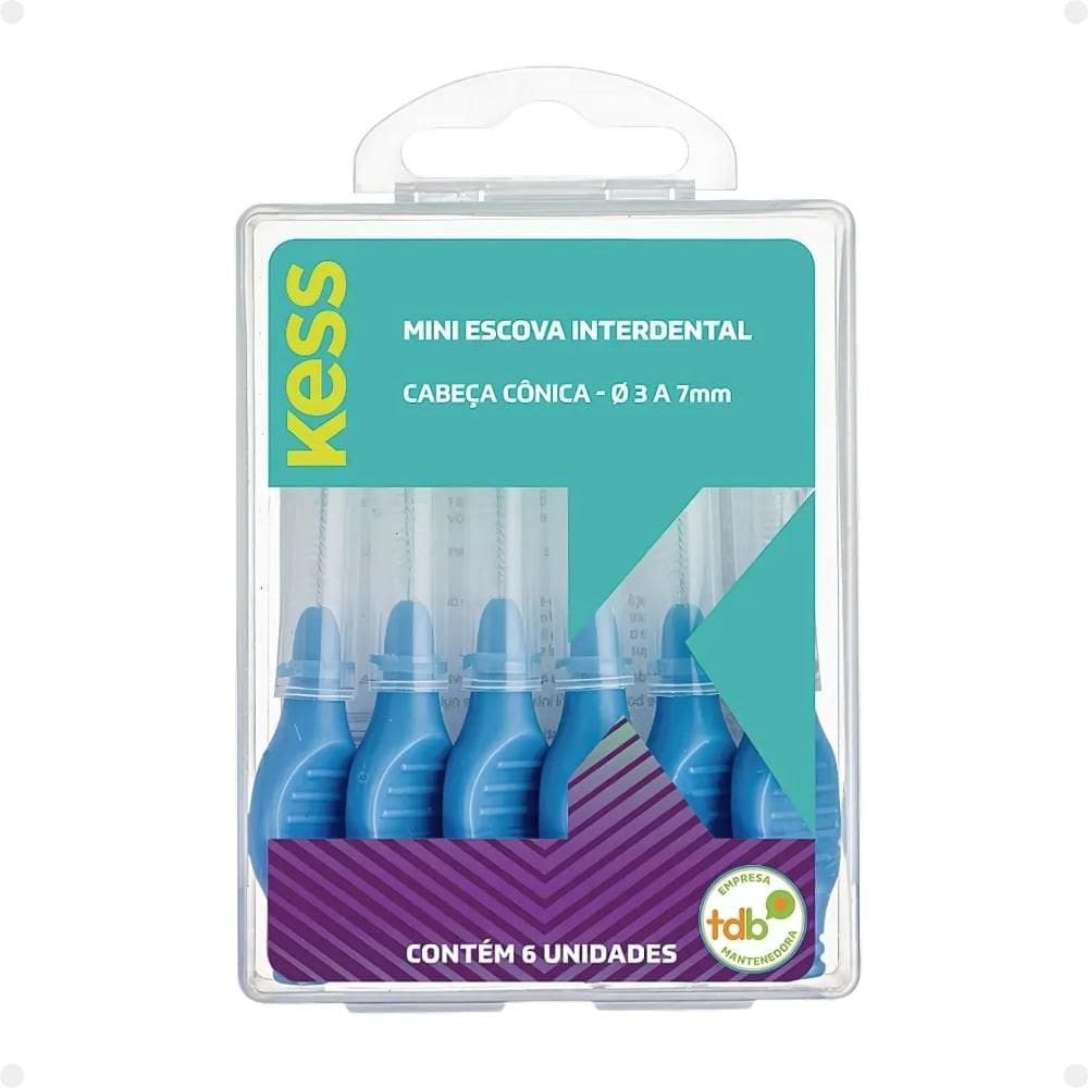 Mini Escova Interdental Kess Cabeça Cônica - Ø 3 a 7mm Com 6un Cód. 2004